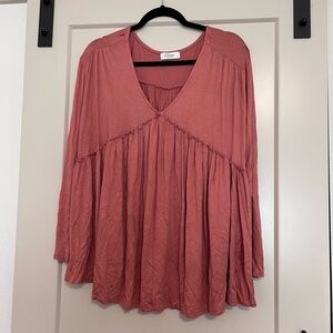 Coral long sleeve blouse